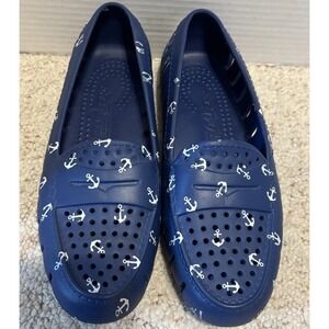 Floafers Womens Water Shoes 8 Navy with White Anchors - Vacay Vibes